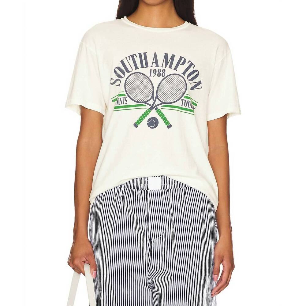 NEW THE ORIGINAL RETRO BRAND southampton tennis tee in antique white